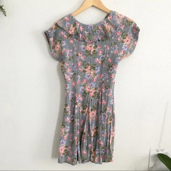1990s pastel babydoll dress floral small blue pink - Picture 12 of 13
